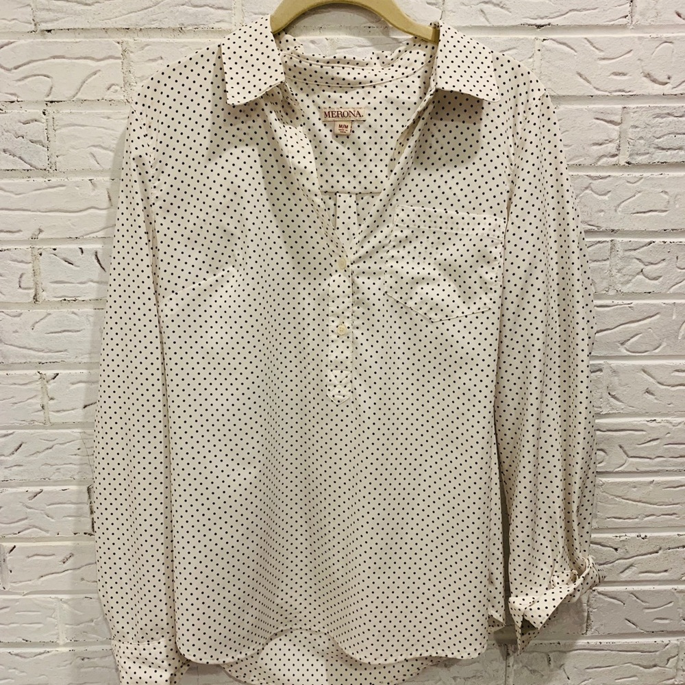 Black and White polka dotted blouse